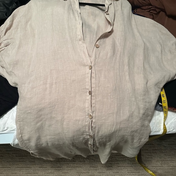 Linen Cream Button-Up Midi Dress - Picture 6 of 6